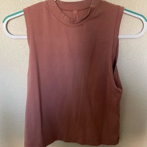 SKIMS COTTON JERSEY MOCK NECK TANK | ROSE CLAY
